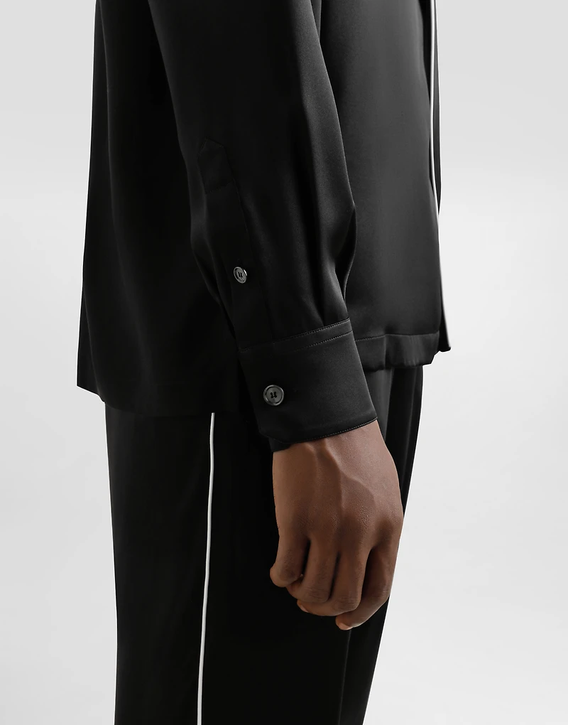 Silk vanity shirt with logo embroidery