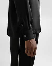 Silk vanity shirt with logo embroidery