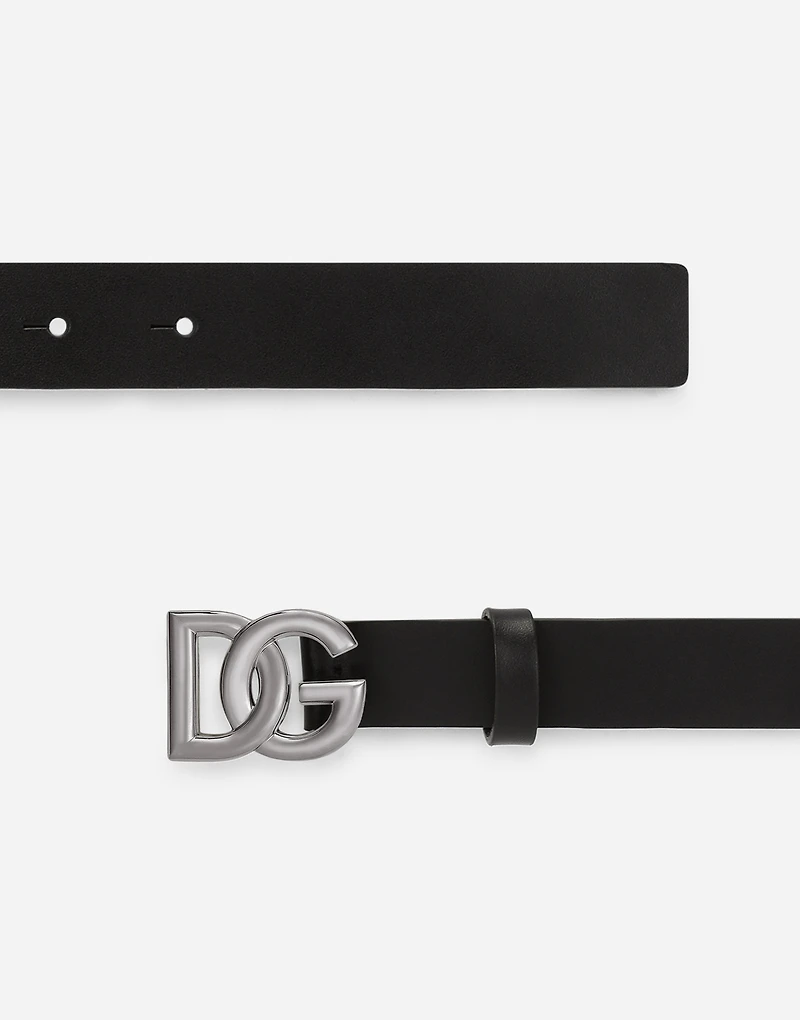 Lux leather belt with crossover DG logo buckle