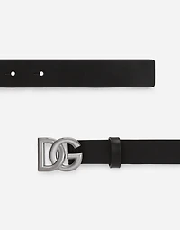 Lux leather belt with crossover DG logo buckle