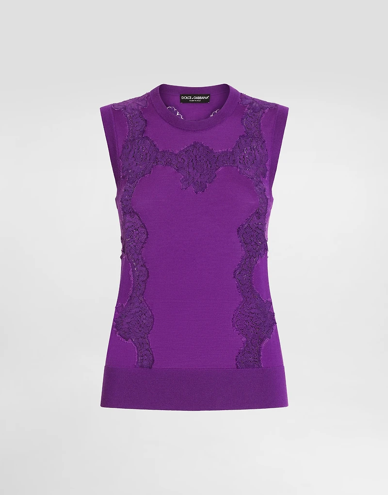 Wool and lace tank top