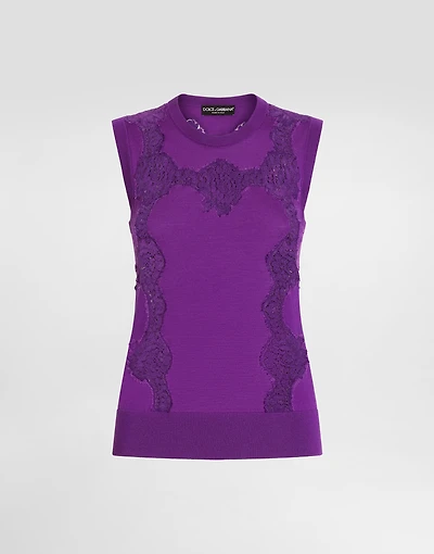 Wool and lace tank top