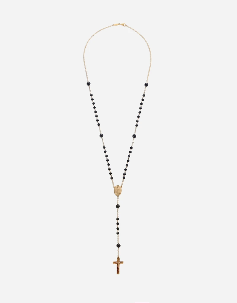  Sicily Rosary Necklace 18-carat yellow gold and black jades