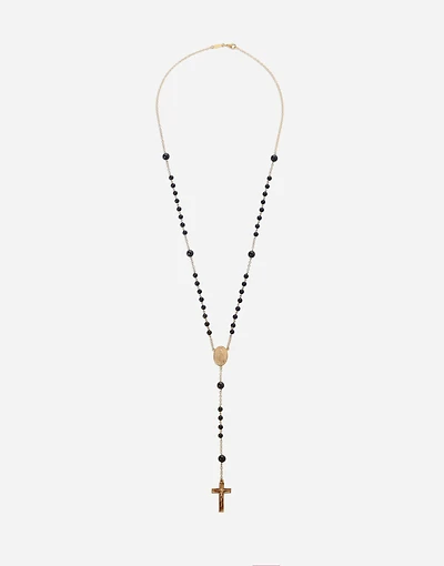  Sicily Rosary Necklace 18-carat yellow gold and black jades