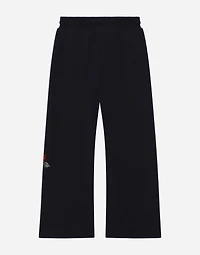 Jersey jogging pants with logo and rose print