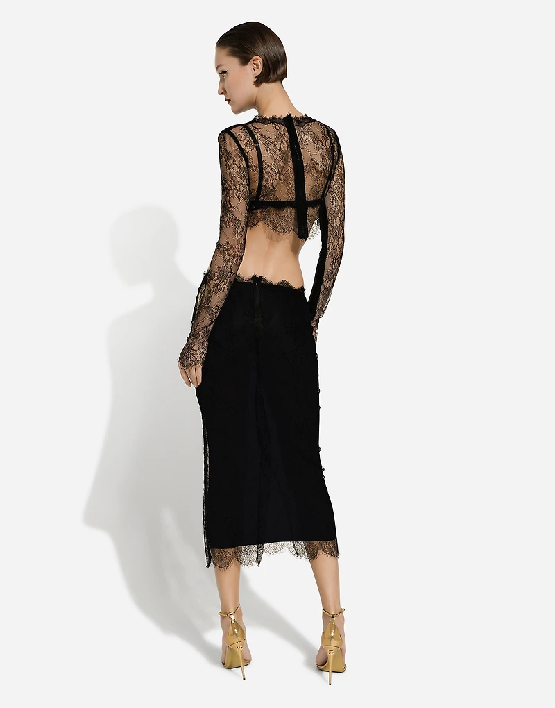 Chantilly lace midi skirt