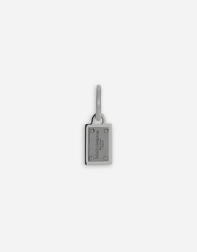 Single Creole earring with logo tag