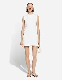 Short cotton raschel tweed dress