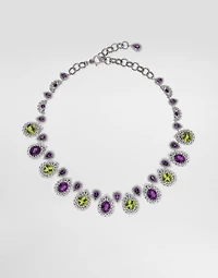 Eleganza Necklace 18-carat white gold, amethysts, peridots, and sapphires