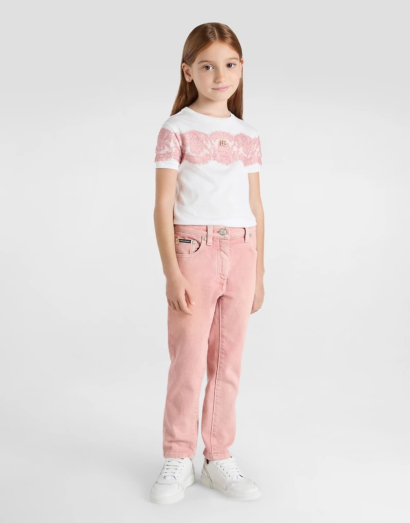 Jersey and lace T-shirt