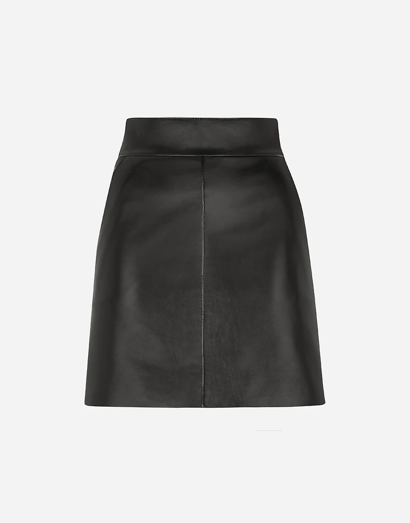Short leather skirt