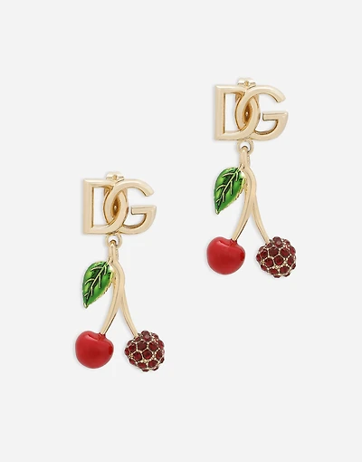 Earrings with DG logo and cherries