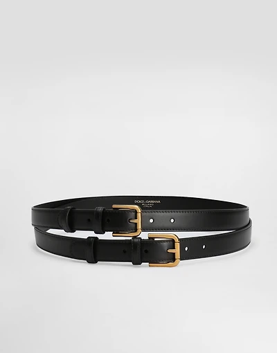 Calfskin double-loop belt