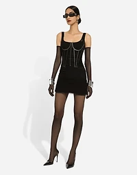 Short tulle dress with corset details