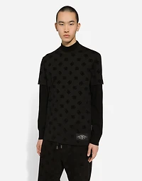 Cotton T-shirt with all-over flocked DG print