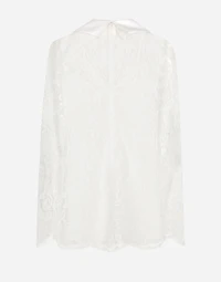Short lace dress with satin neck