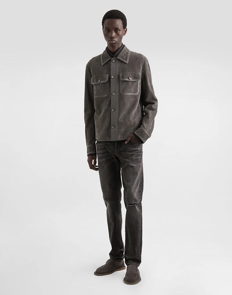 Perforated lambskin jacket