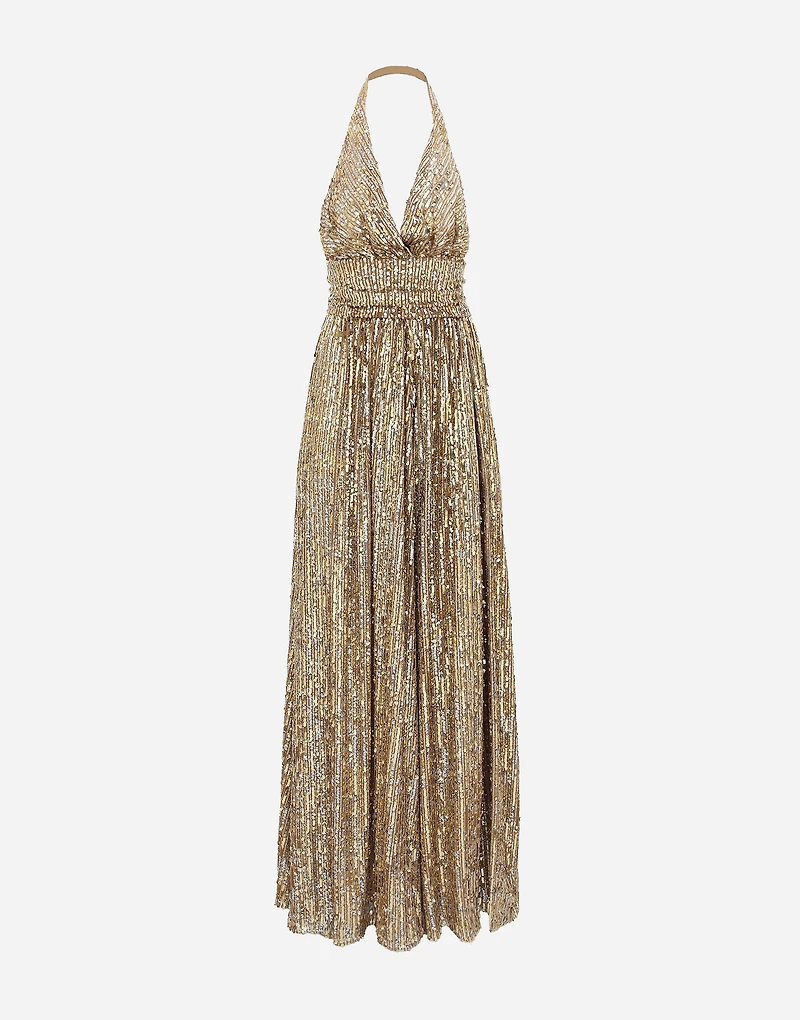 Long sequined dress with slit