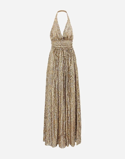 Long sequined dress with slit