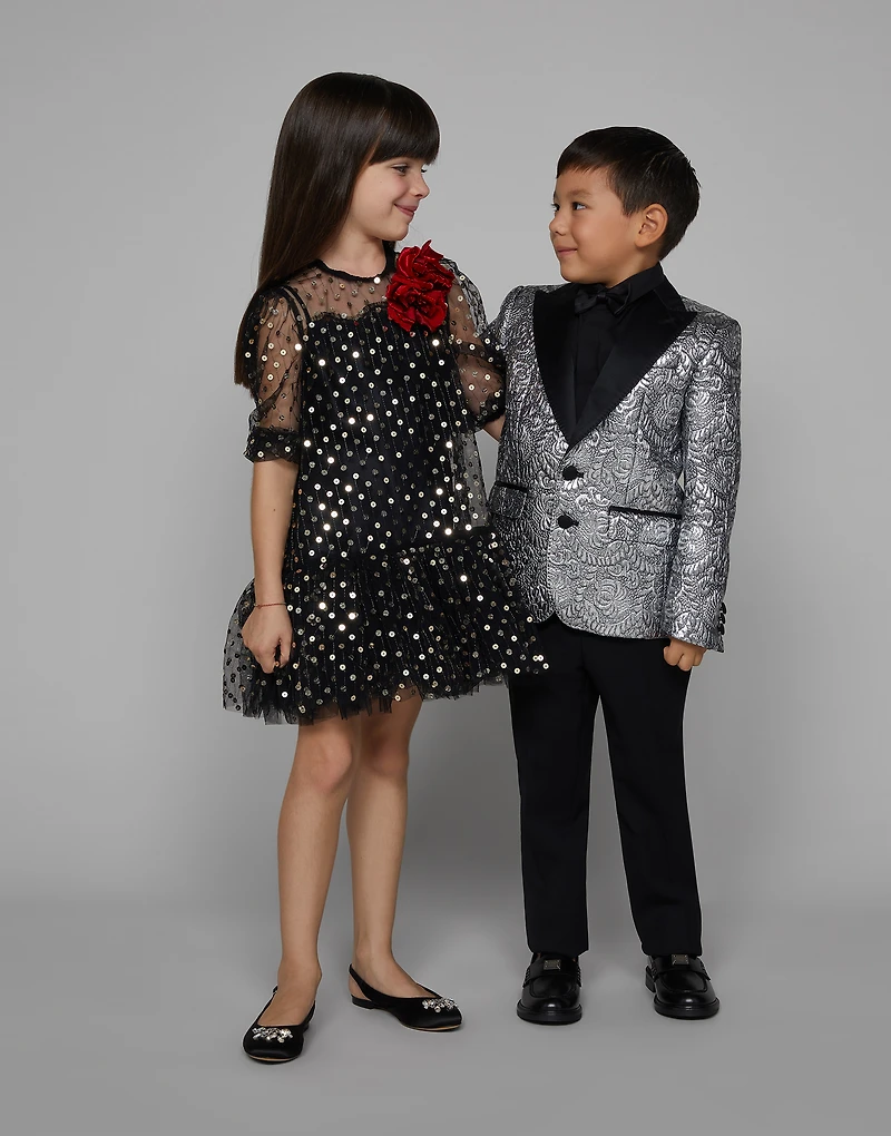 Single-breasted foiled jacquard jacket