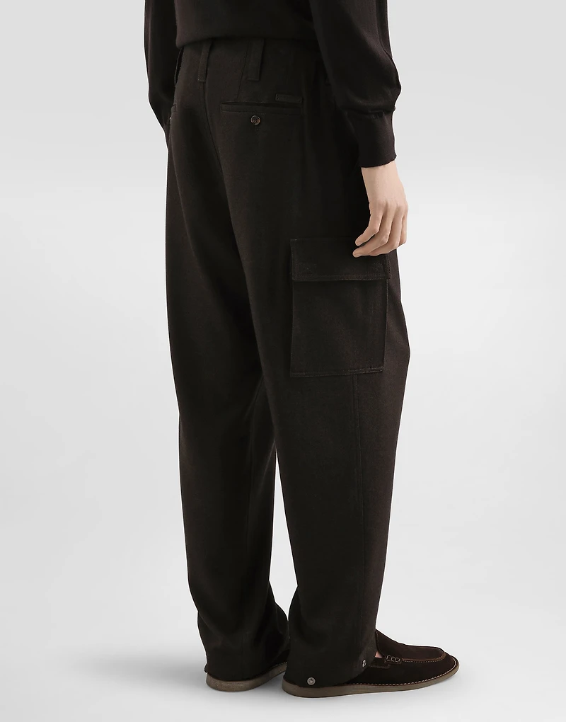 Melange wool mat trousers