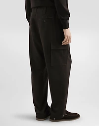 Melange wool mat trousers