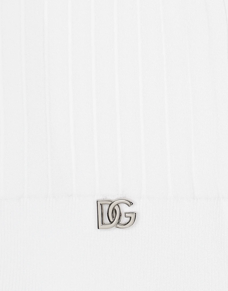 Ribbed viscose sweater with metal DG logo pin