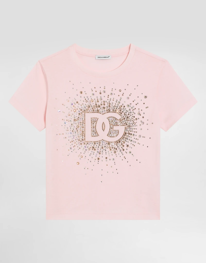 Jersey T-shirt with rhinestone details