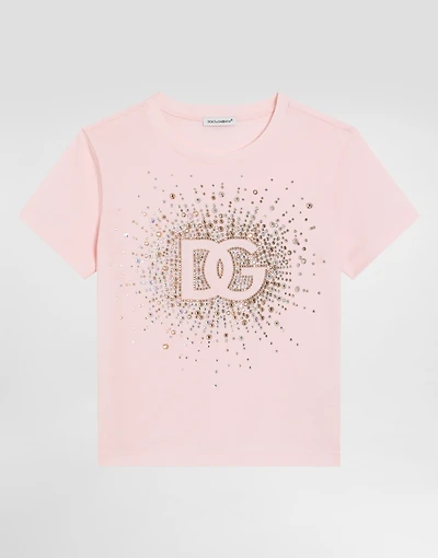 Jersey T-shirt with rhinestone details