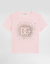 Jersey T-shirt with rhinestone details