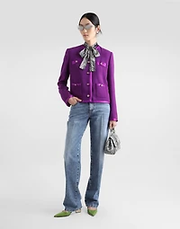 Short single-breasted wool crepe jacket