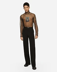 Straight-leg wool pants