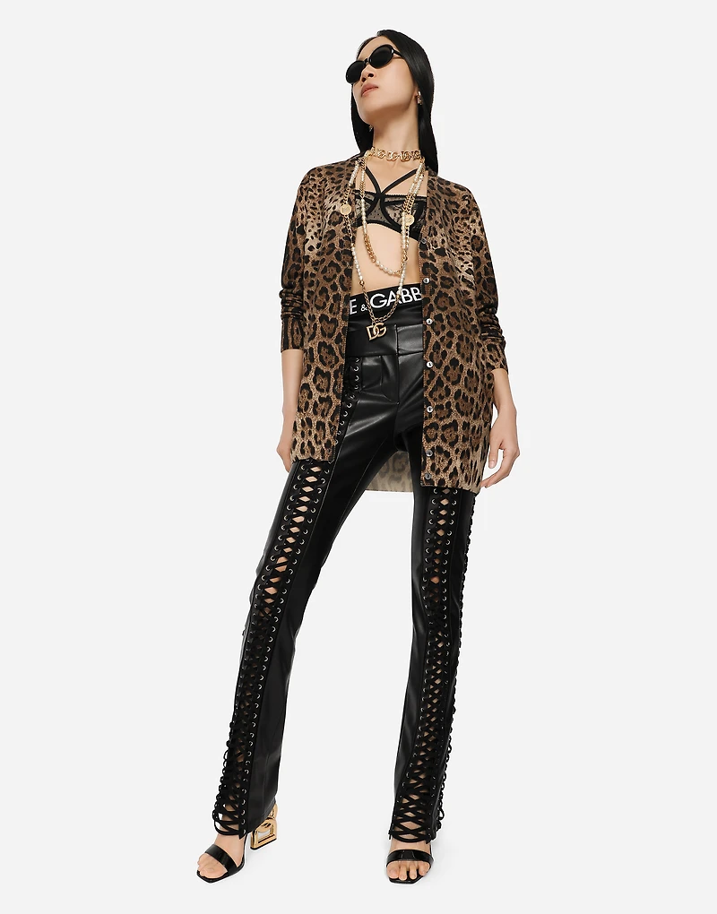 Leopard-print cashmere cardigan