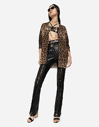 Leopard-print cashmere cardigan