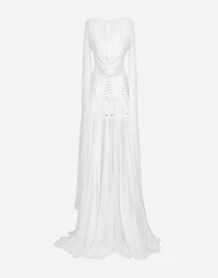 Long chiffon dress with corset details