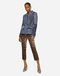 Leopard-print drill pants
