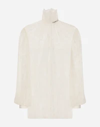 Floral lace turtle-neck blouse