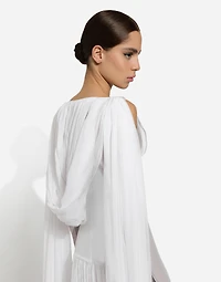 Long chiffon dress with corset details