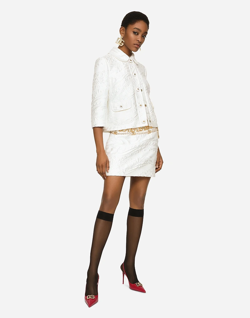 Short brocade skirt with DG logo
