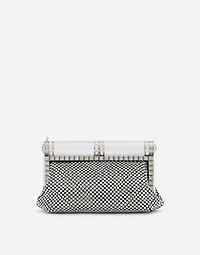 Satin bag with fusible rhinestones