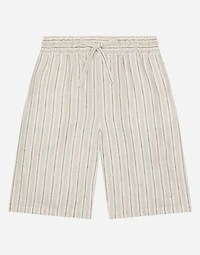 Linen shorts with branded label