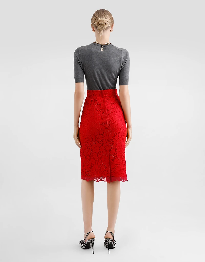 Cordonetto lace midi pencil skirt