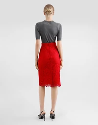 Cordonetto lace midi pencil skirt