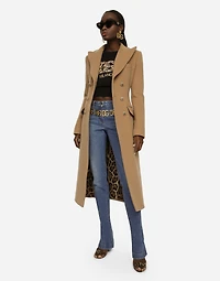 Long double-breasted wool and cashmere coat