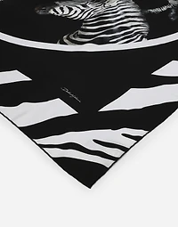 Large zebra-print twill scarf (140 x 140)