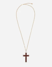 Cross Pendant 18-carat yellow and white gold, rhodolite garnets, and diamonds
