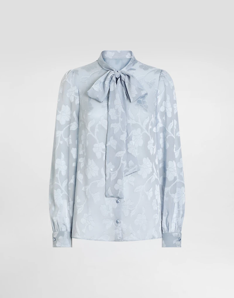 Floral fil coupé jacquard chiffon shirt