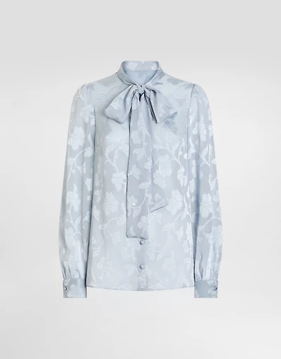 Floral fil coupé jacquard chiffon shirt