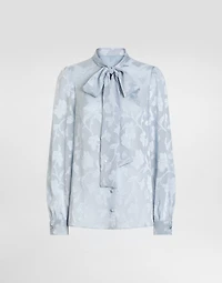 Floral fil coupé jacquard chiffon shirt