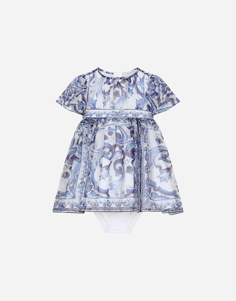 Majolica-print chiffon midi dress